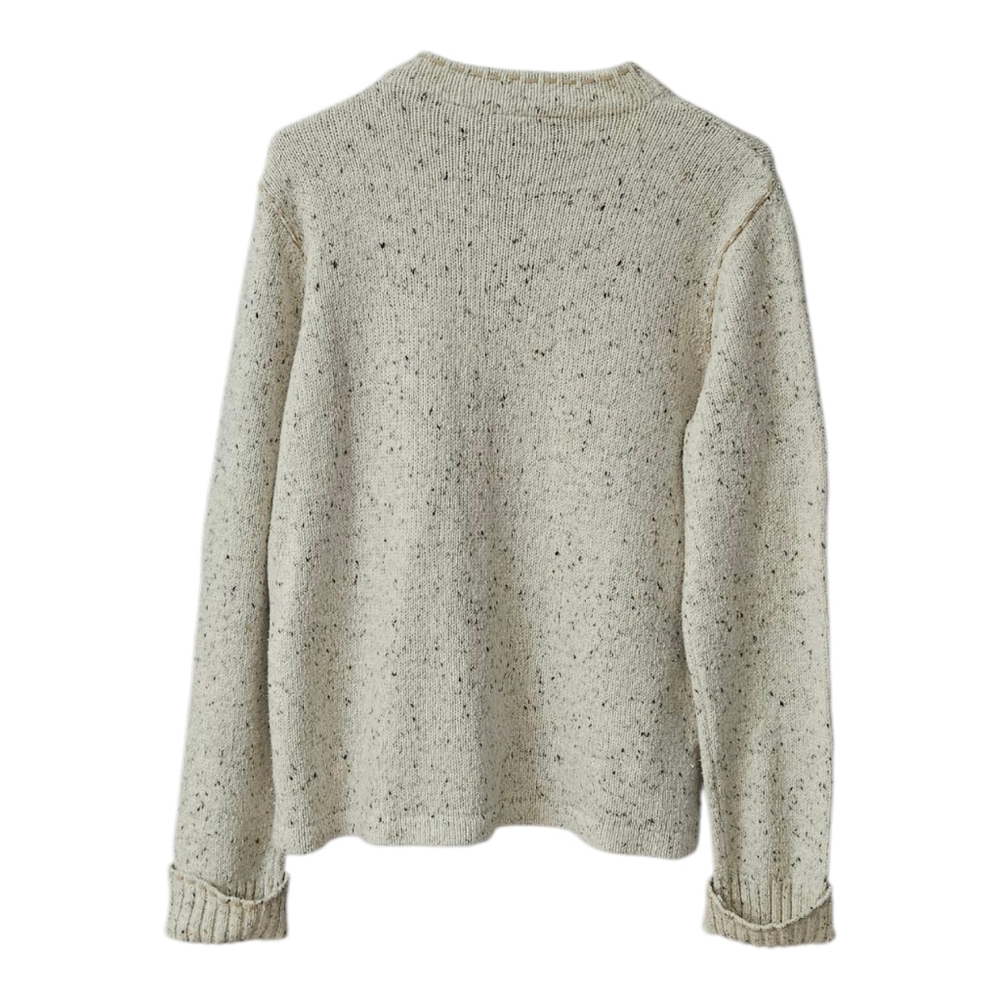 Liz Claiborne Crazy Horse Whipstitch Tweed Sweater NEW Women's L Cream V Neck - Picture 2 of 16